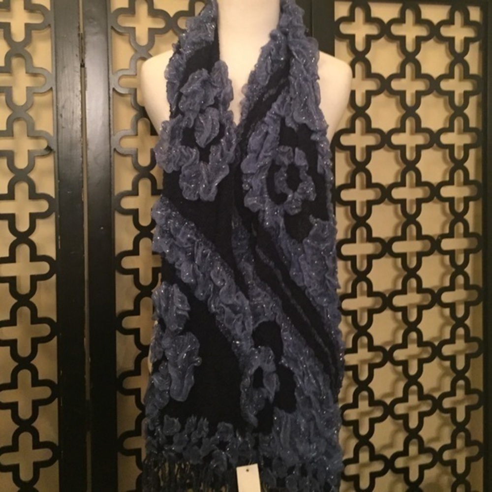 COWBOY BLUE WITH METALLIC‎ THREADS RECTANGLE SCARF